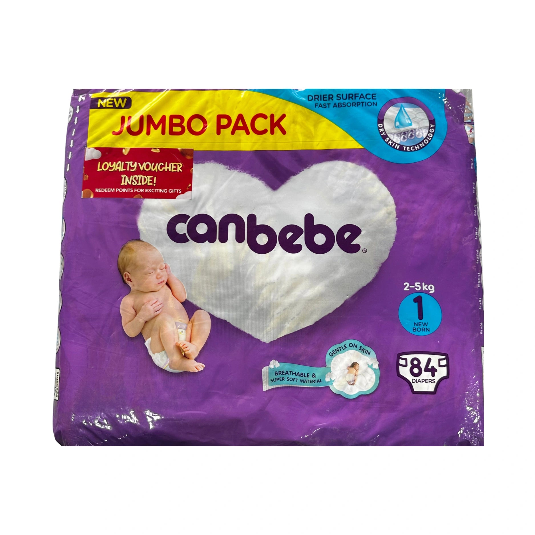 Canbebe Baby Diapers New Born Jumbo 84Pac