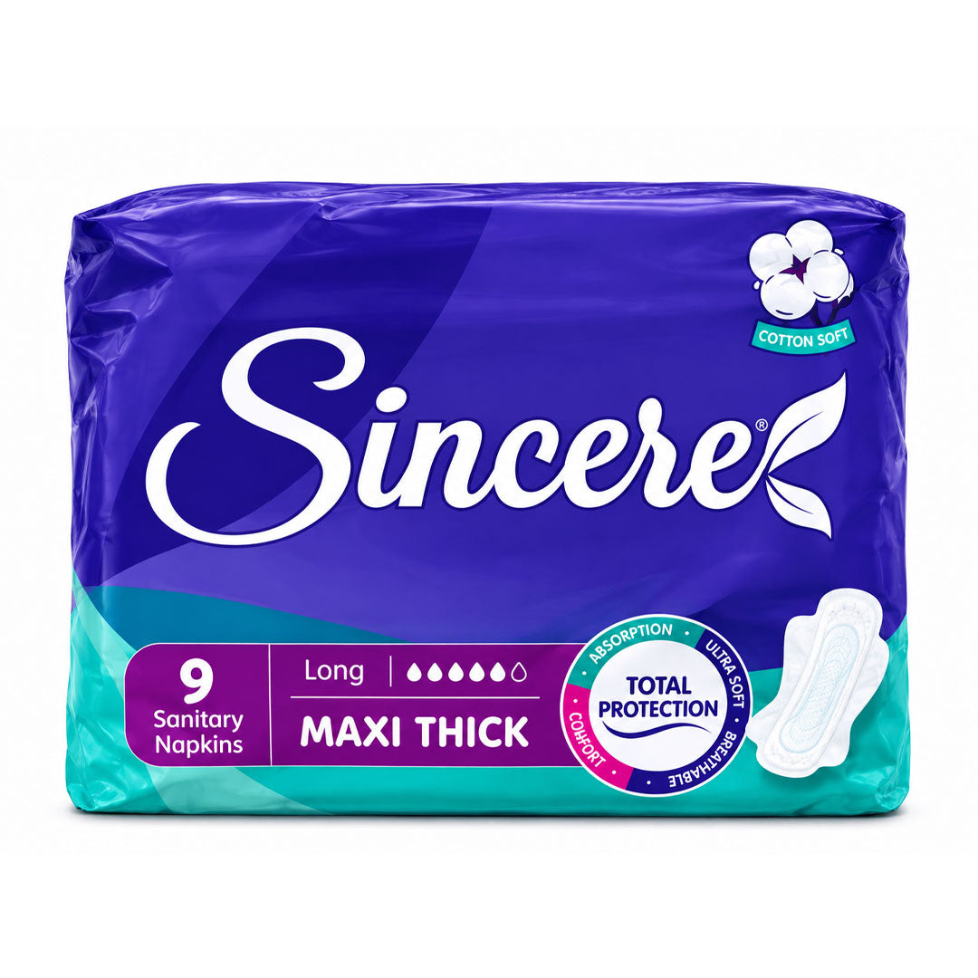 Sincere Maxi Thick Long Sanitary Pads 9 pieces