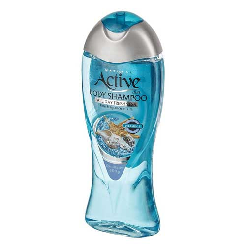 Active All Day Freshness body shampoo blue 400g bottle on white background