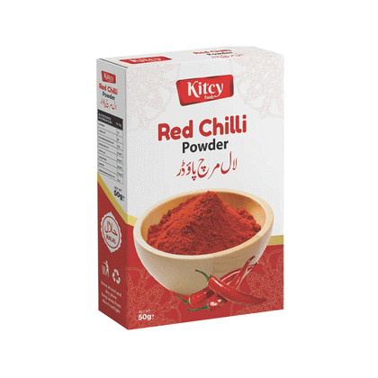 Kitcy Red Chilli Powder 50g box on white background