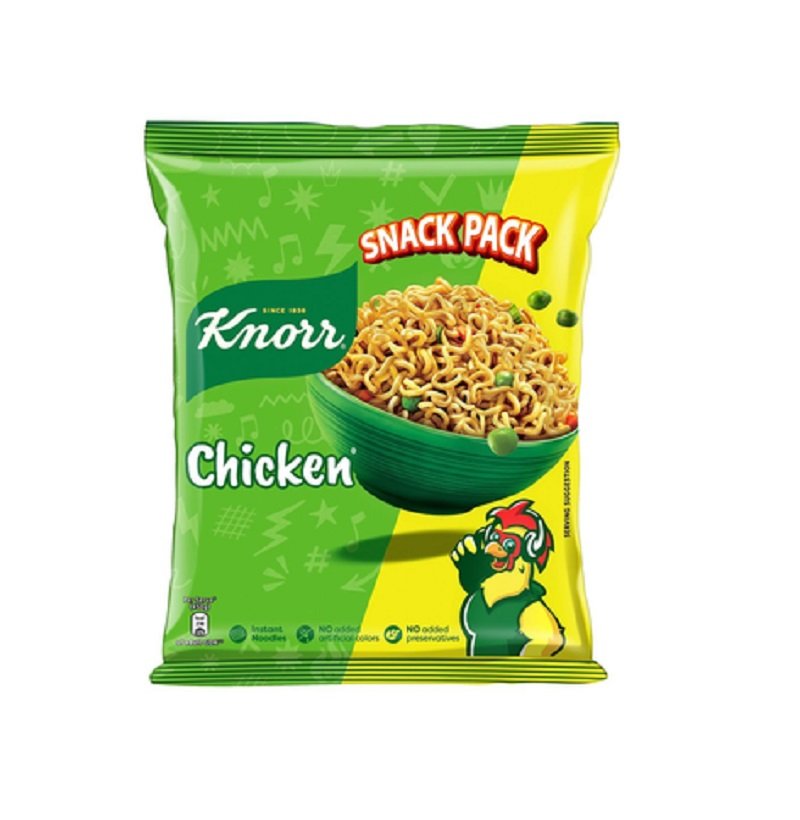 Knorr Chicken noodles snack pack 45g on white background
