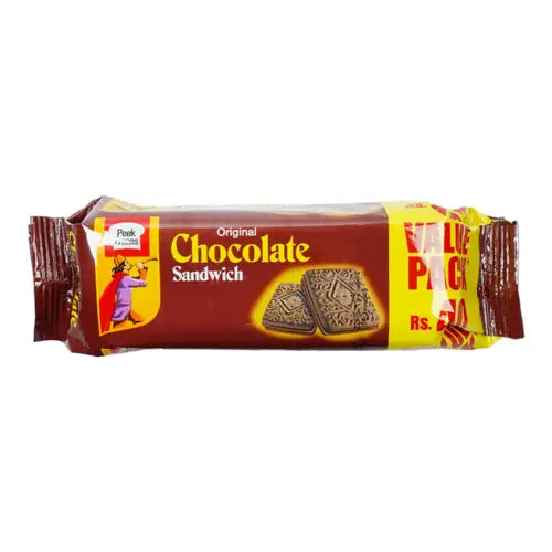 Peek Freans Original Chocolate Sandwich half-roll Rs 50 wrapper on white background
