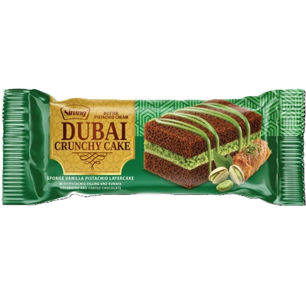Sirang T-Top Dubai pistachio and cocoa crunchy cake 50g pack on white background Main image